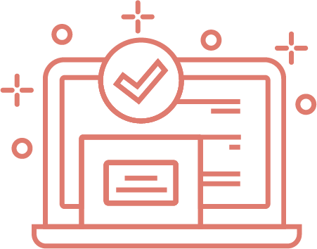 loco représentant un écran contenant du texte et un symbole de validation